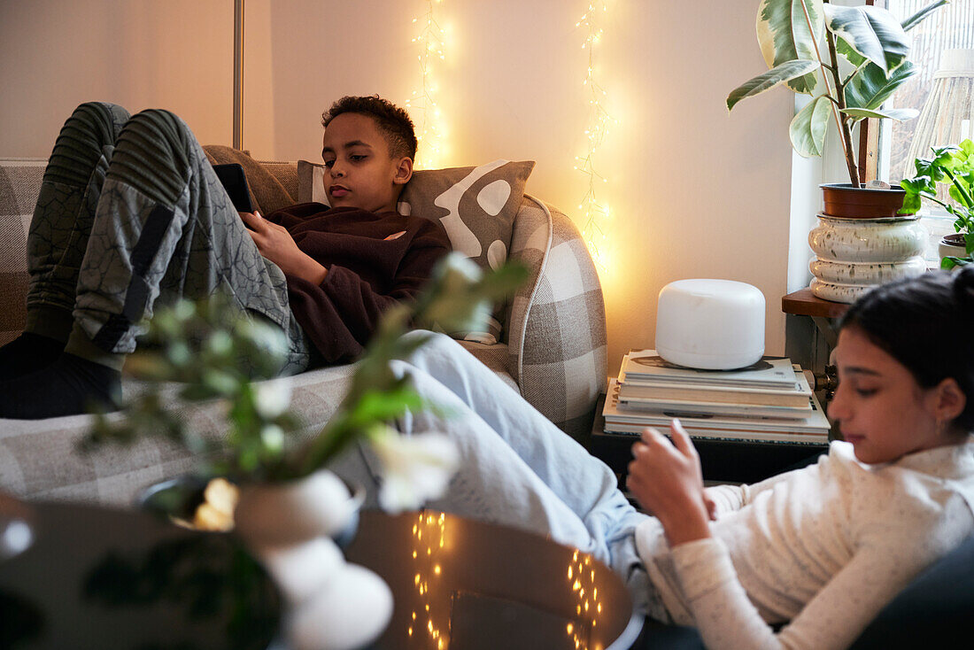 Children using phones at home