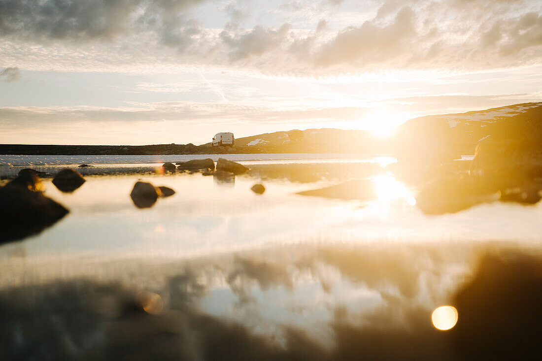 View of sunset at lake