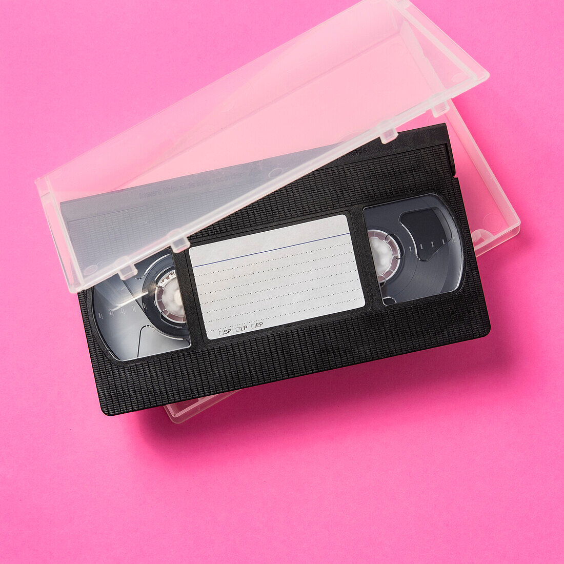 Studio shot of VHS tape with blank label