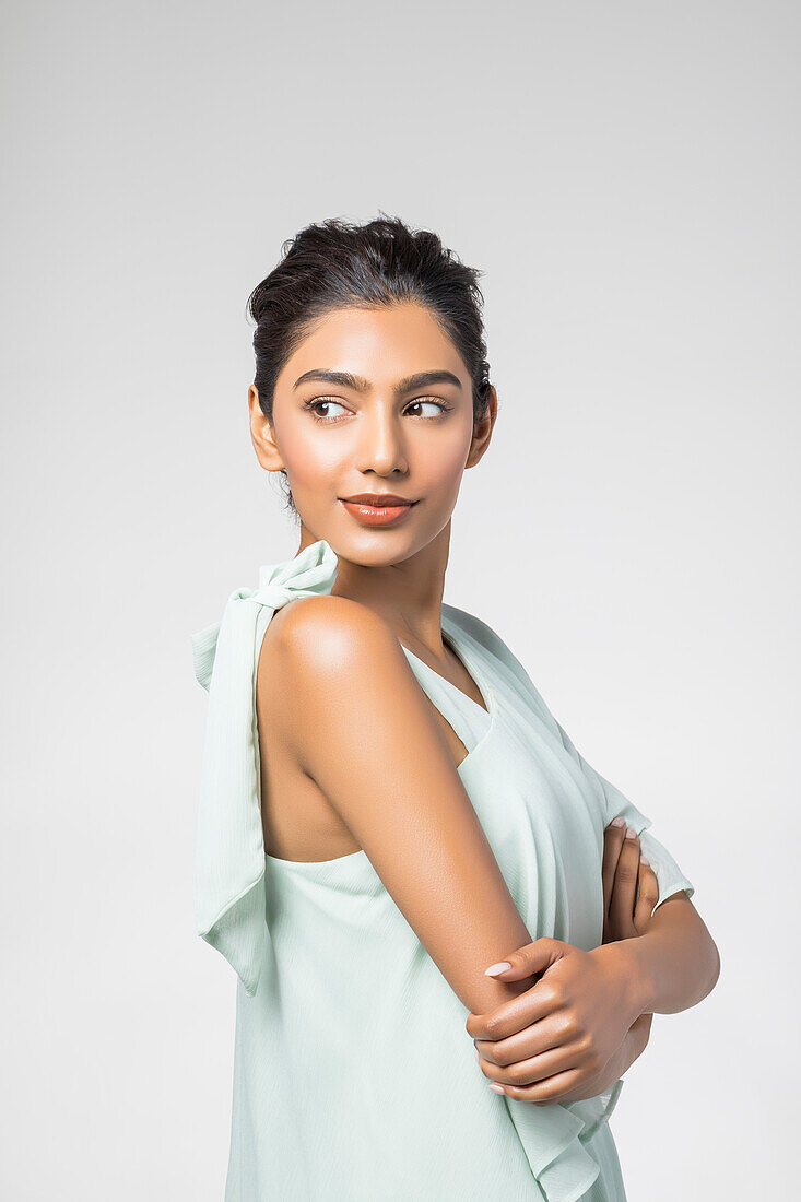 Studio portrait of beautiful woman