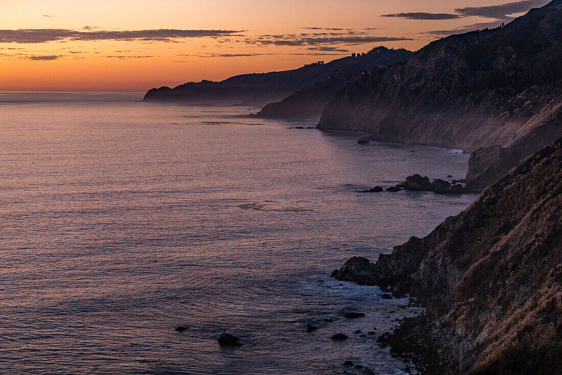 United States, California, Big Sur, Big Sur coastline at sunset