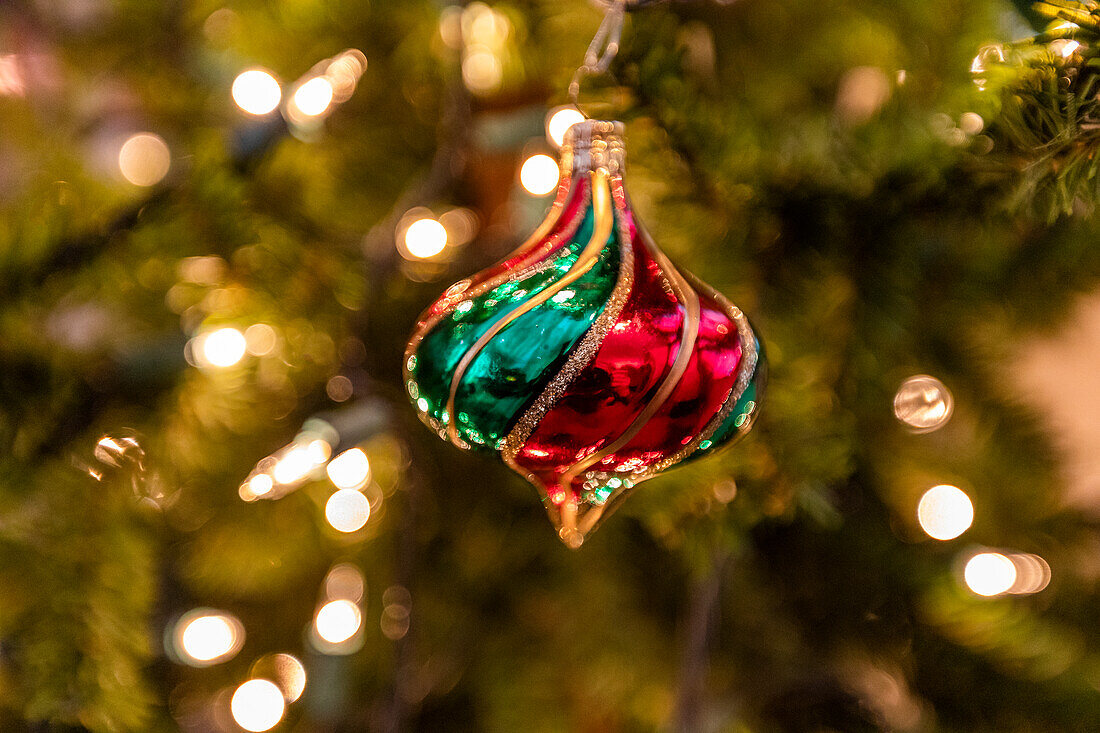 Glass Christmas ornament on Christmas tree