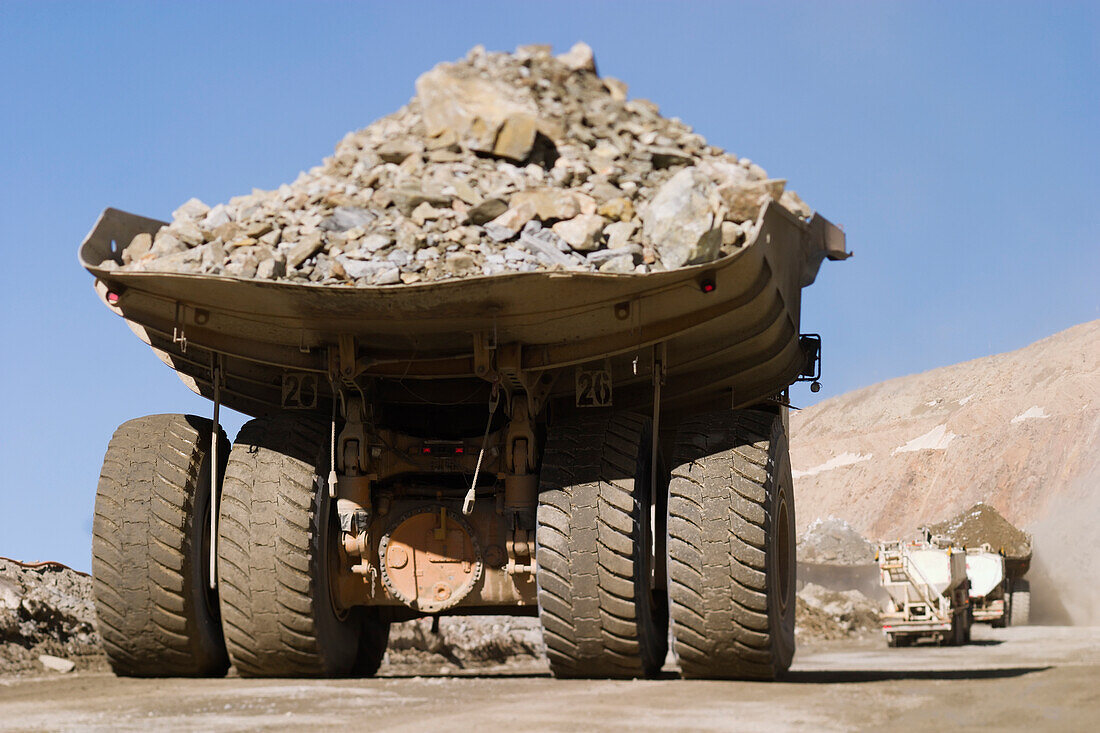 Chile, Santiago, Large truck in stone quarry