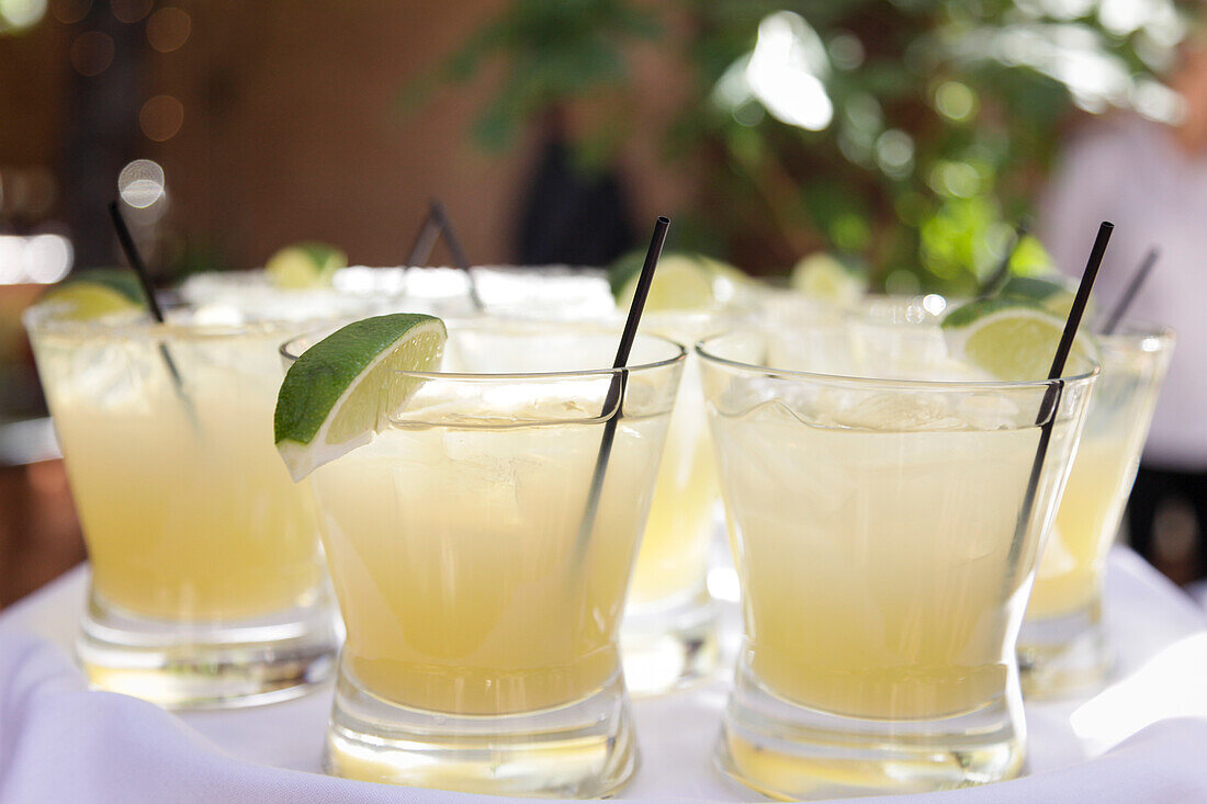 Tray of margaritas on the rocks