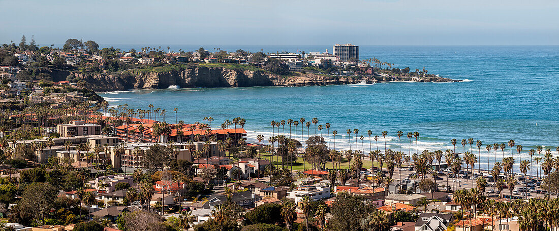 USA, Kalifornien, La Jolla, Panoramablick auf La Jolla Shores und La Jolla Cove