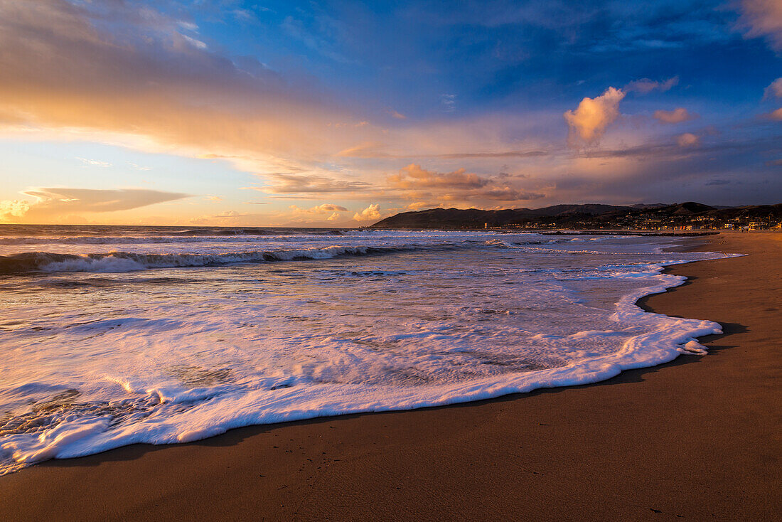 Sunset and surf, Ventura, California, USA