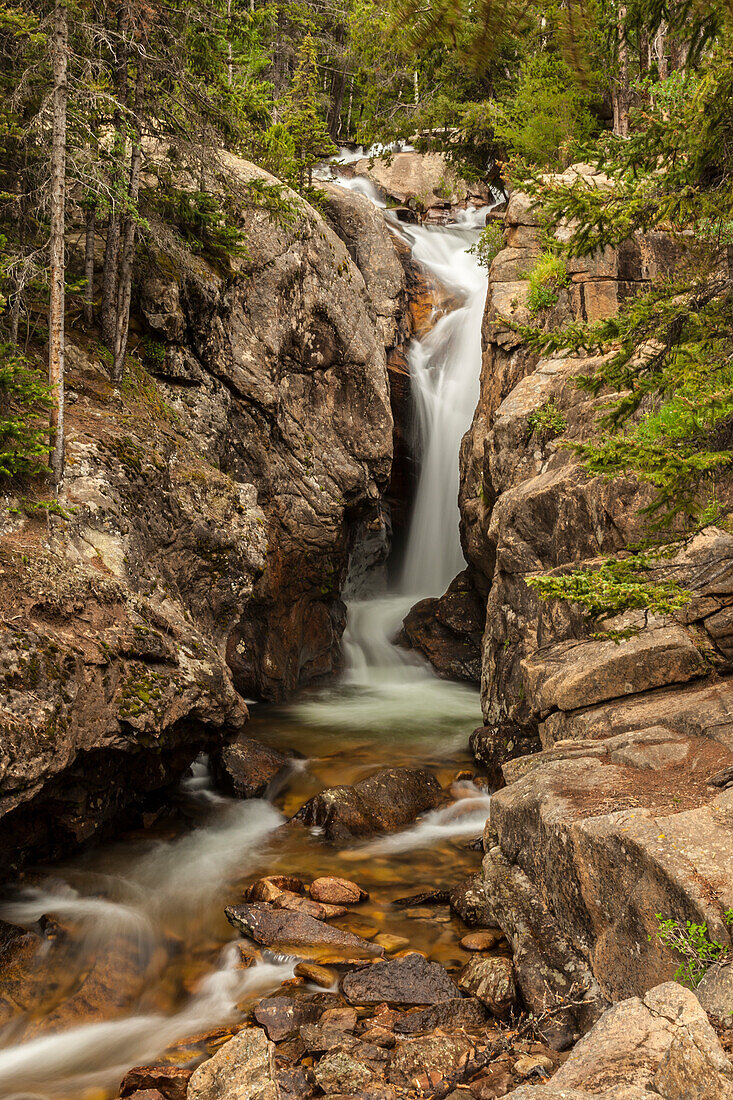 USA, Colorado, Rocky Mountain National Park. Chasm Falls on Fall River