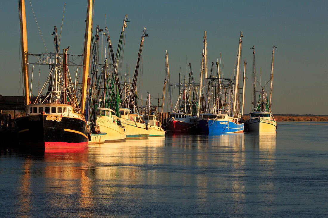 USA, Georgia, Darien. Shrimp boats docked at Darien.