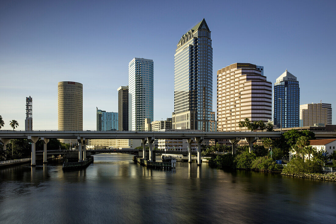 Hillsborough River and the skyline of Tampa, Florida, USA
