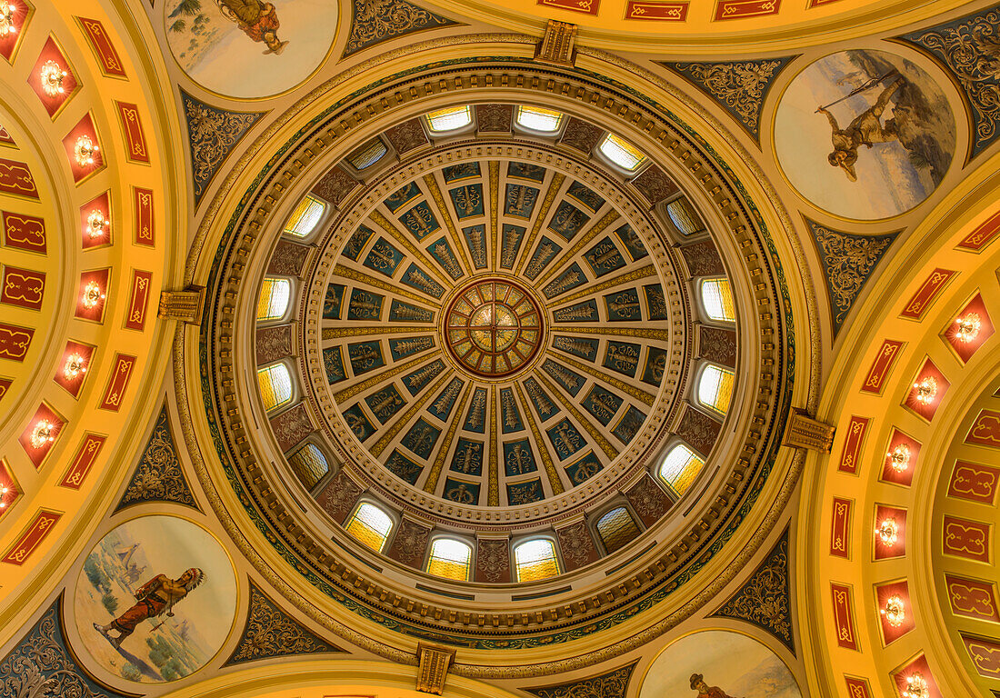 Looking up at the rotunda in the State Capitol Building in Helena, Montana, USA