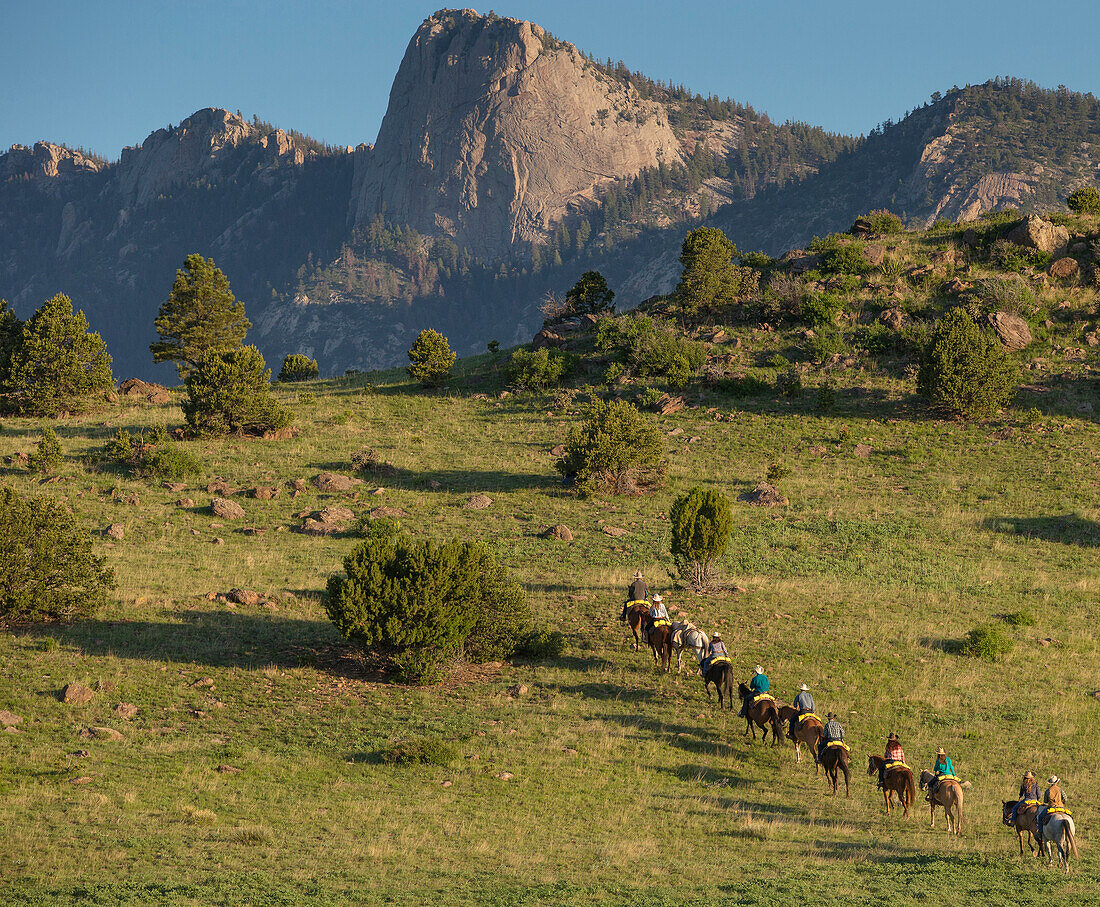 Philmont Cavalcades ride horses through the rugged mountain wilderness like the famous trappers who first explored the West.