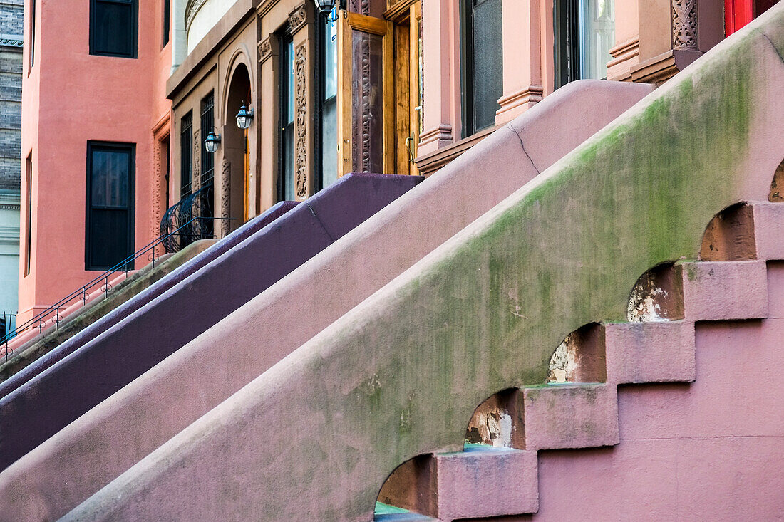 Building exteriors in Harlem, New York City, NY, USA