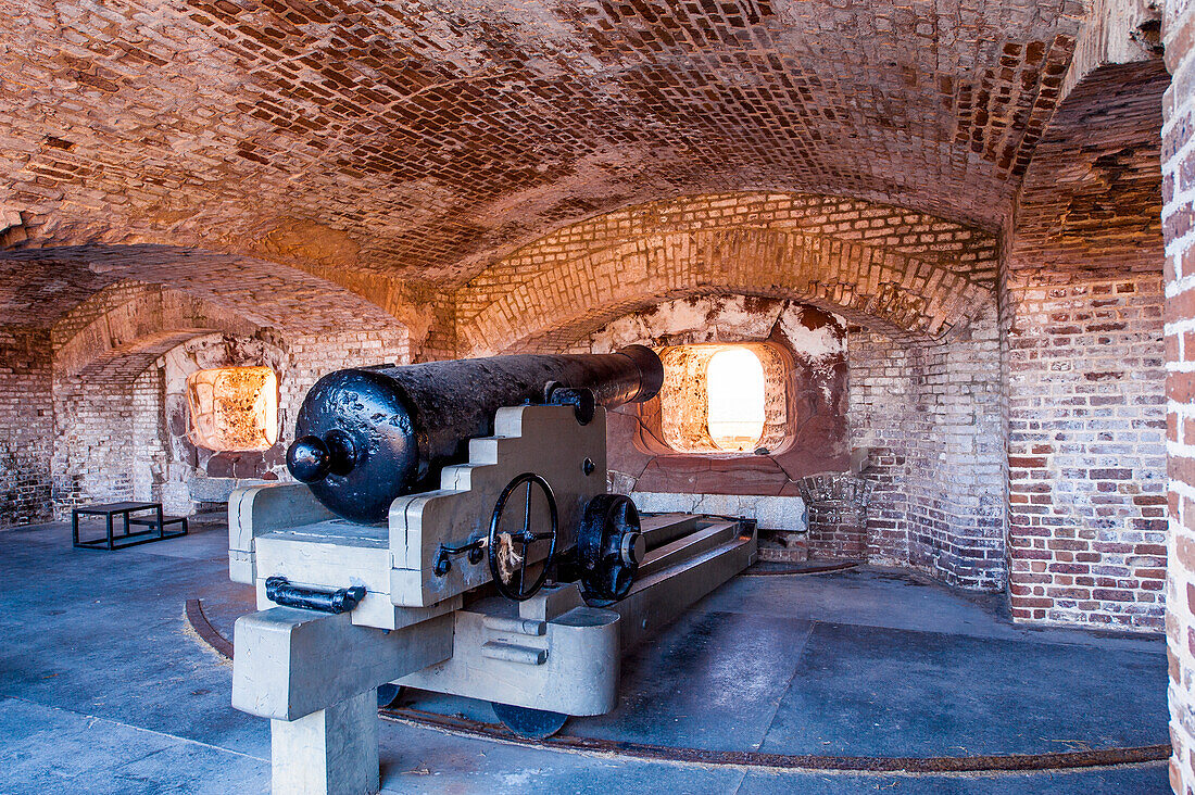 Cannon battery at Historic Fort Sumter National Monument, Charleston, South Carolina.