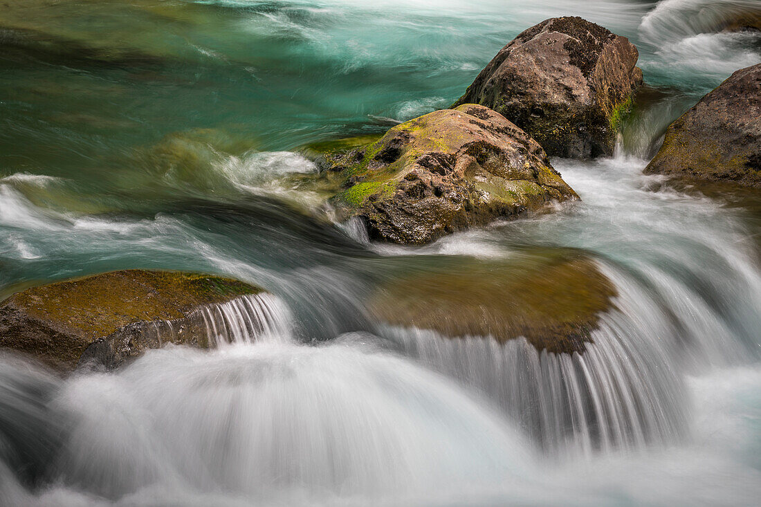 USA, Washington State, Olympic National Park. Skokomish River rapids and waterfall