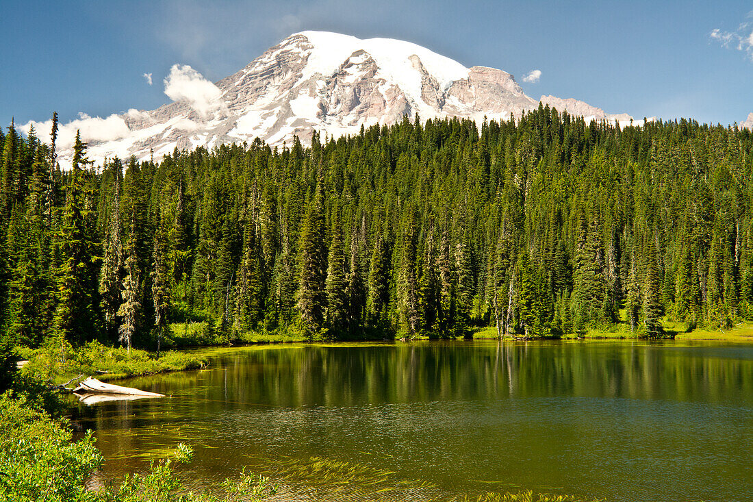 Mount Rainier and Reflection Lake, Mount Rainier National Park, Washington State, USA