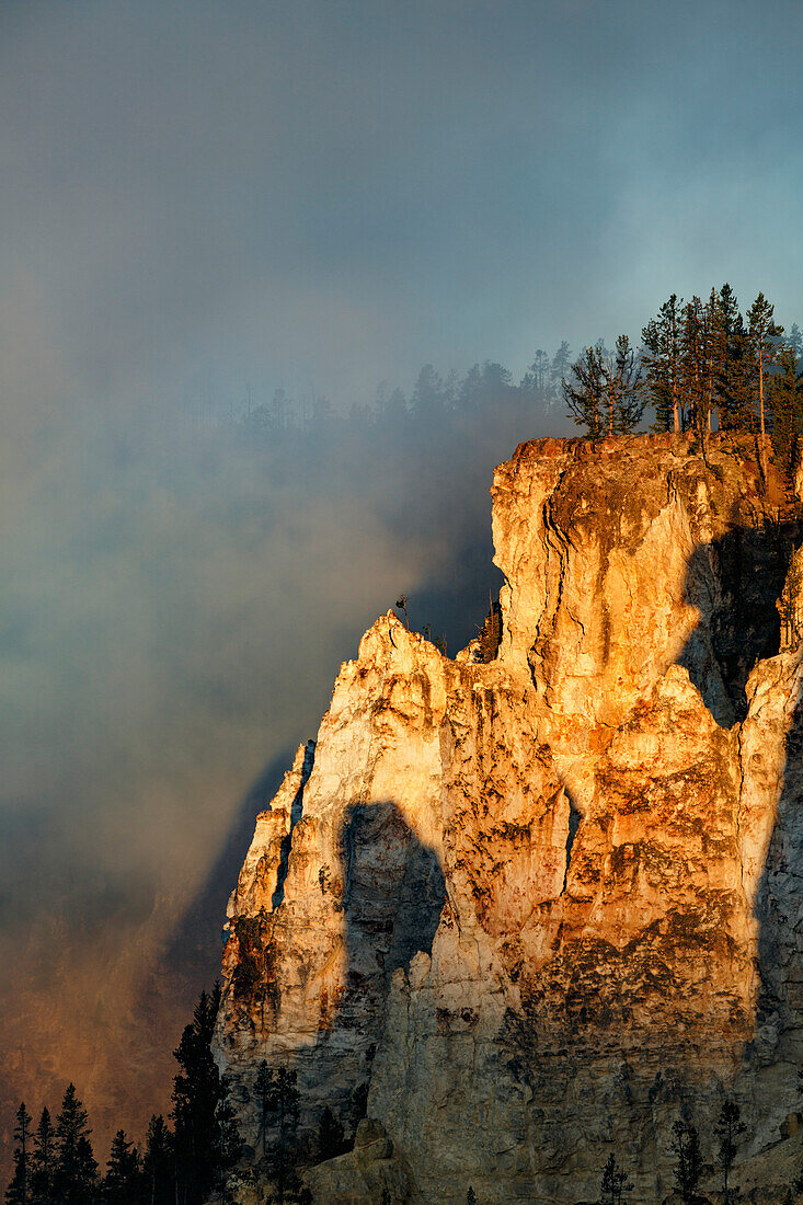 Canyon walls Grand Canyon of the Yellowstone at sunrise, Yellowstone National Park, Wyoming.