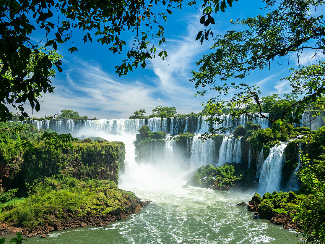 A view from the lower circuit at Iguazu Falls, UNESCO World Heritage Site, Misiones Province, Argentina, South America