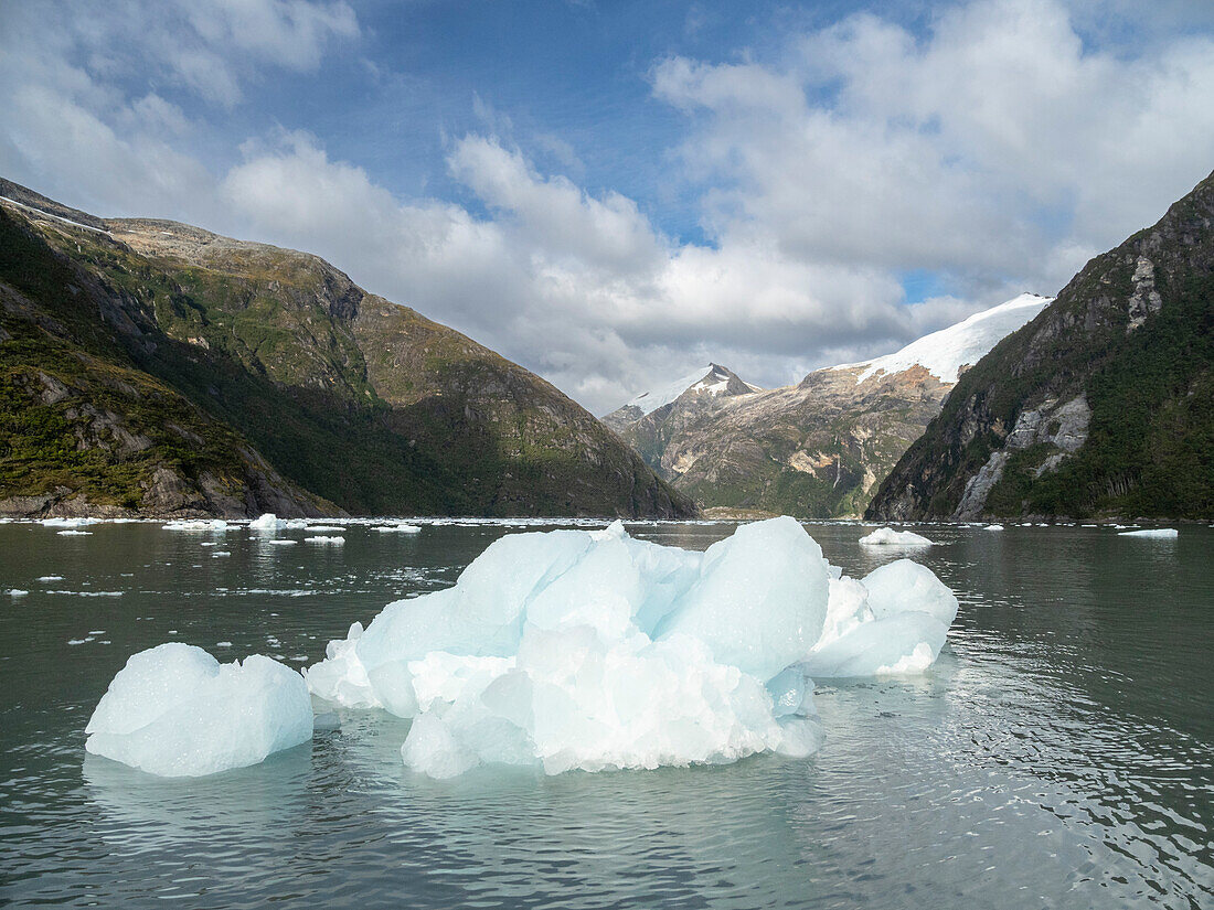 A view of the Garibaldi Glacier in Albert de Agostini National Park in the Cordillera Darwin mountain range, Chile, South America