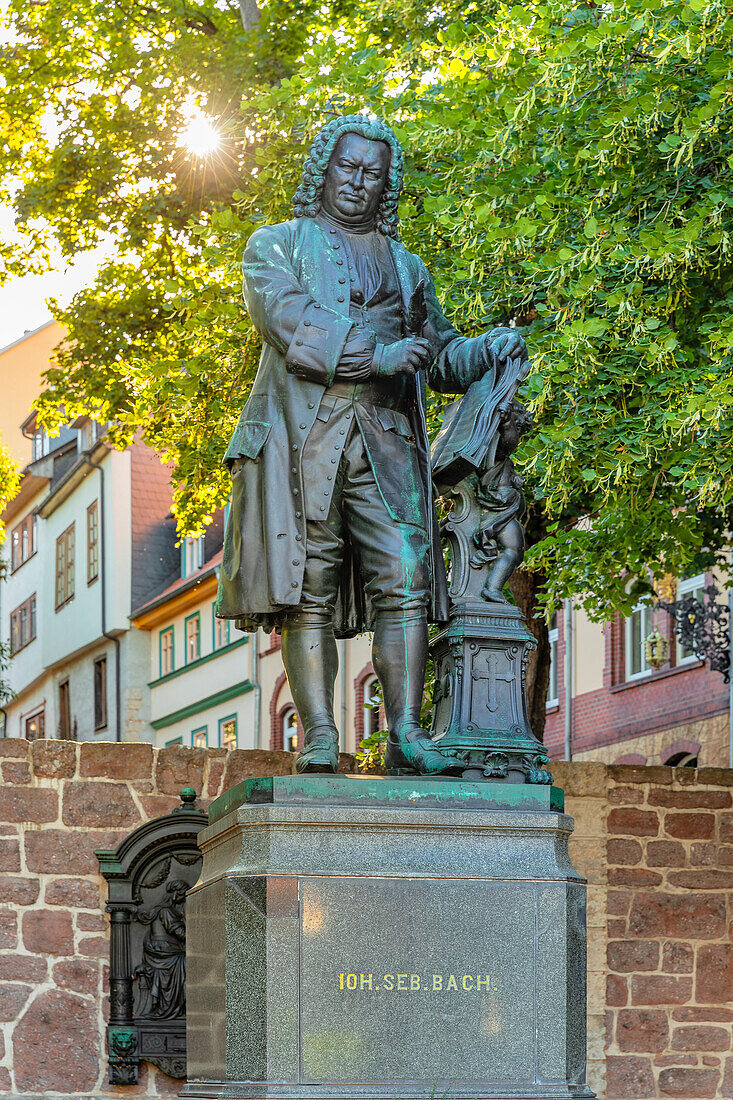 Statue von Johann Sebastian Bach, Eisenach, Thüringer Wald, Thüringen, Deutschland, Europa