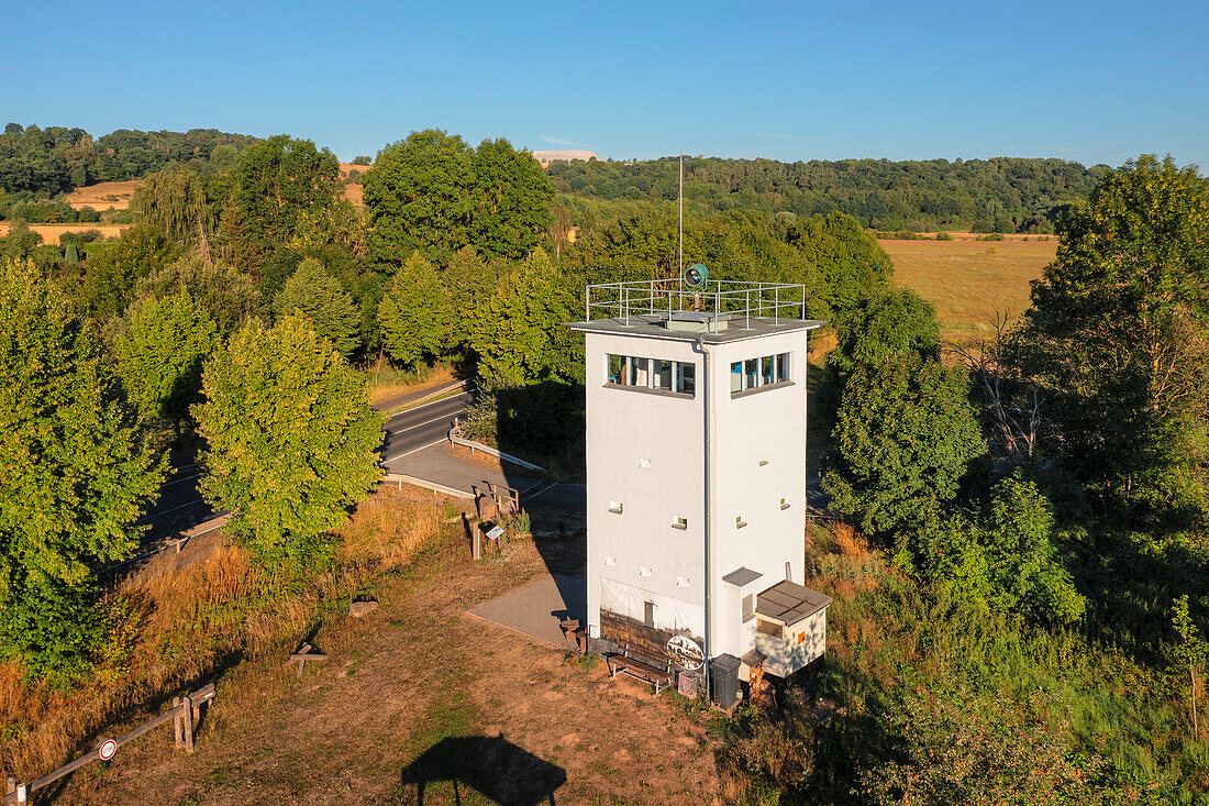 Vacha Border Tower Memorial, former East German watchtower on the border between the GDR and the FRG, Vacha, Werra valley, Thuringia, Germany, Europe