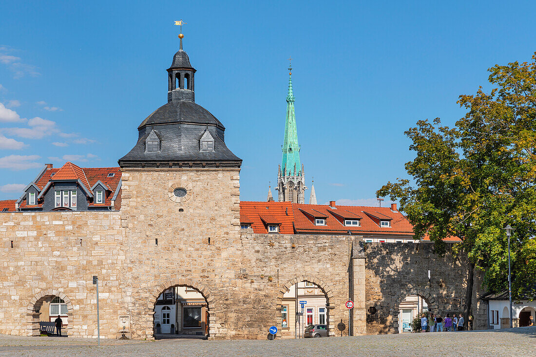 Stadtmauer mit Frauentorgate, Mühlhausen, Thüringen, Deutschland, Europa