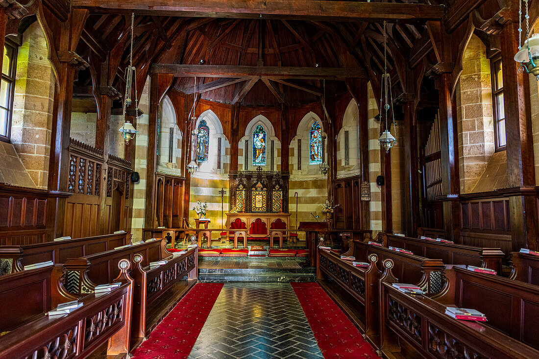 Innenraum der St. Barnabas-Kapelle, Norfolkinsel, Australien, Pazifik