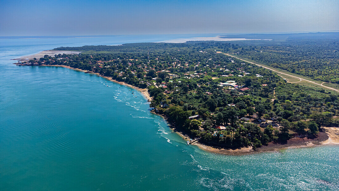 Aerial of Bubaque island, Bijagos archipelago, Guinea Bissau, West Africa, Africa