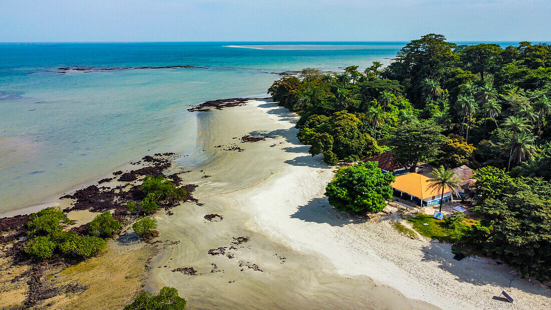 Aerial of Joao Viera island, Marinho Joao Vieira e Poilao National Park, Bijagos archipelago, Guinea Bissau, West Africa, Africa