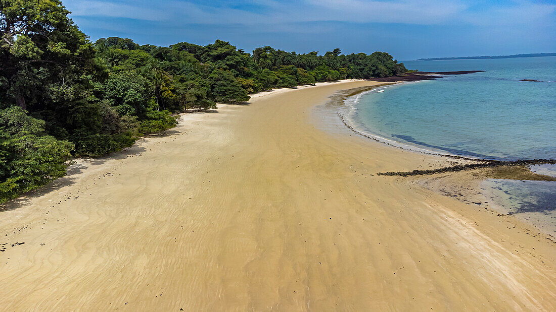 Aerial of Joao Viera island, Marinho Joao Vieira e Poilao National Park, Bijagos archipelago, Guinea Bissau, West Africa, Africa