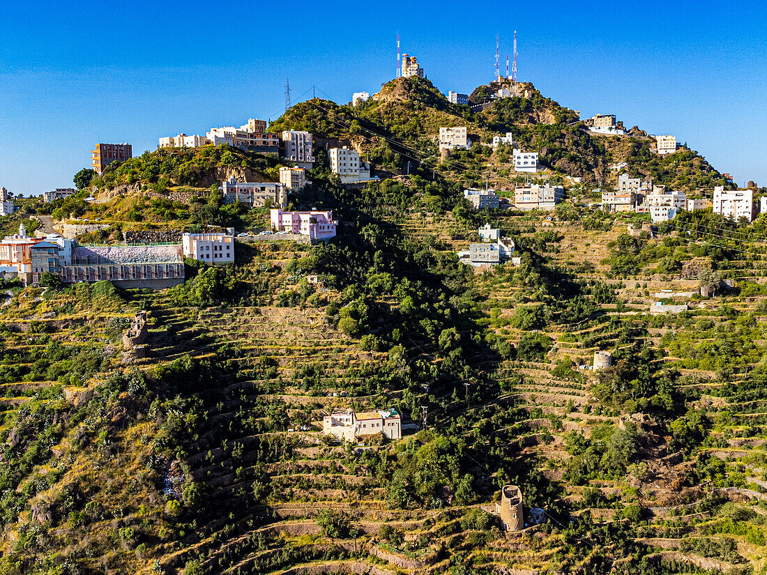 Buildings on top of Fayfa mountain, Jazan province, Saudi Arabia, Middle East