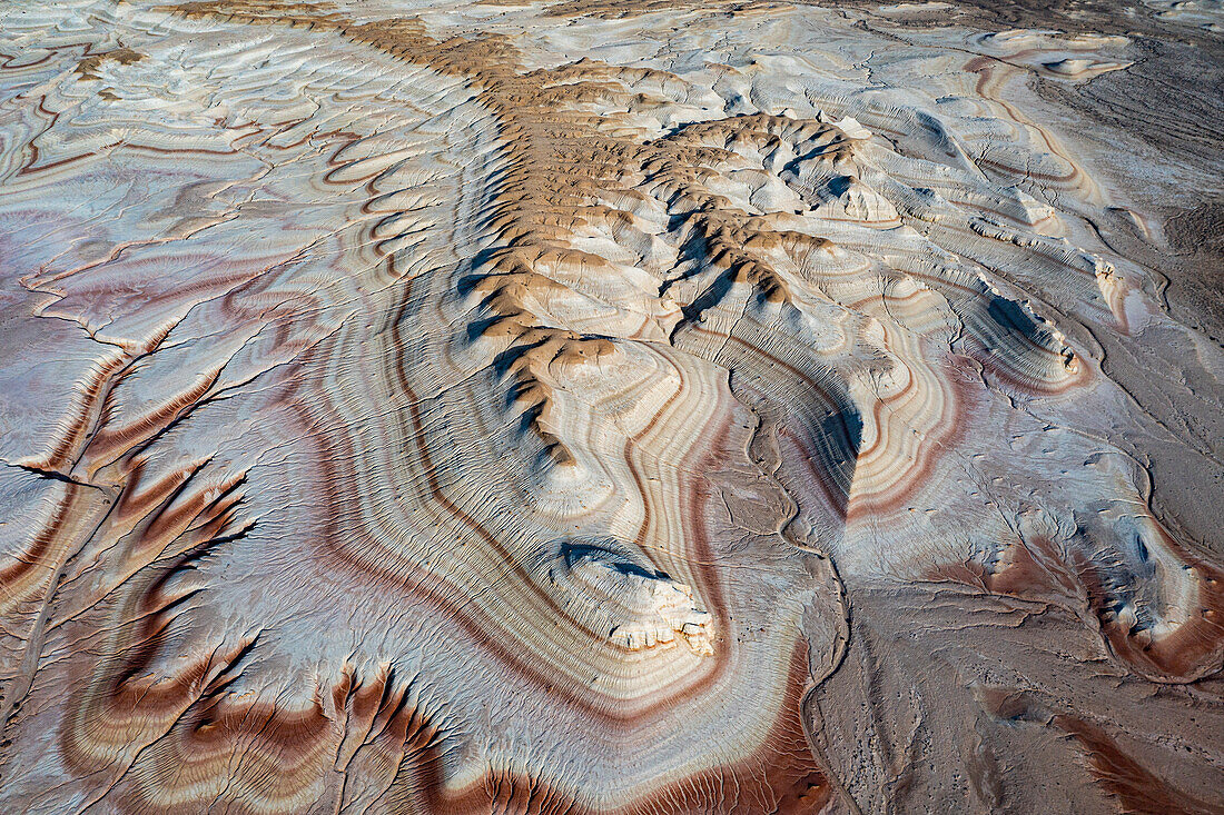 Multicoloured layers of sandstone, Kyzylkup, Mangystau, Kazakhstan, Central Asia, Asia