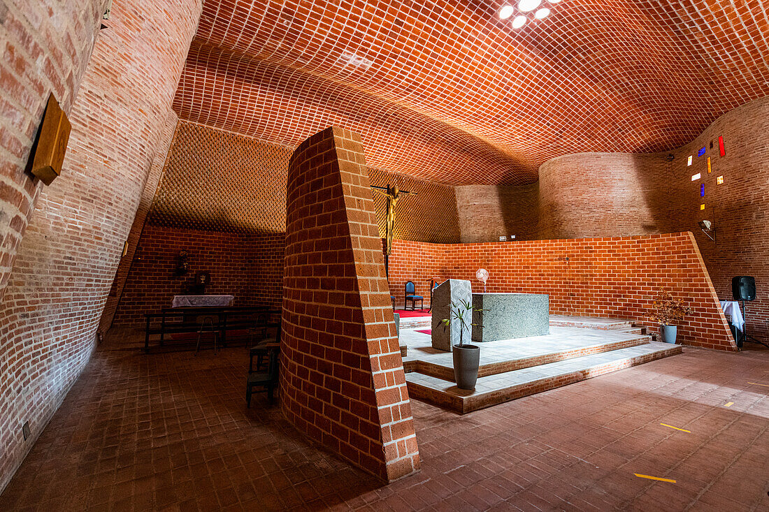 Interior of the Church of Atlantida (Church of Christ the Worker and Our Lady of Lourdes), the work of engineer Eladio Dieste, UNESCO World Heritage Site, Canelones department, Uruguay, South America