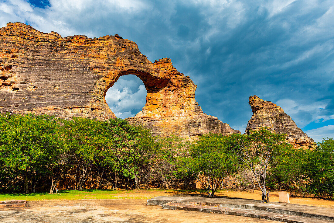 Stone arch at Pedra Furada, Serra da Capivara National Park, UNESCO World Heritage Site, Piaui, Brazil, South America