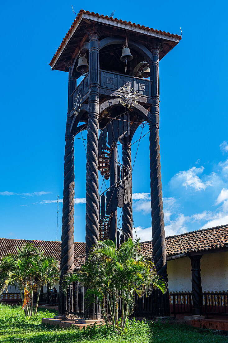 Bell tower, Mission of Concepcion, Jesuit Missions of Chiquitos, UNESCO World Heritage Site, Santa Cruz department, Bolivia, South America