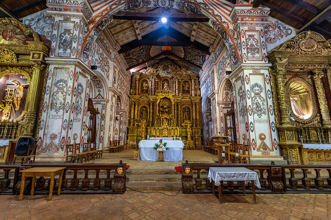 Interior of the San Miguel de Velasco Mission, Jesuit Missions of Chiquitos, UNESCO World Heritage Site, Santa Cruz department, Bolivia, South America