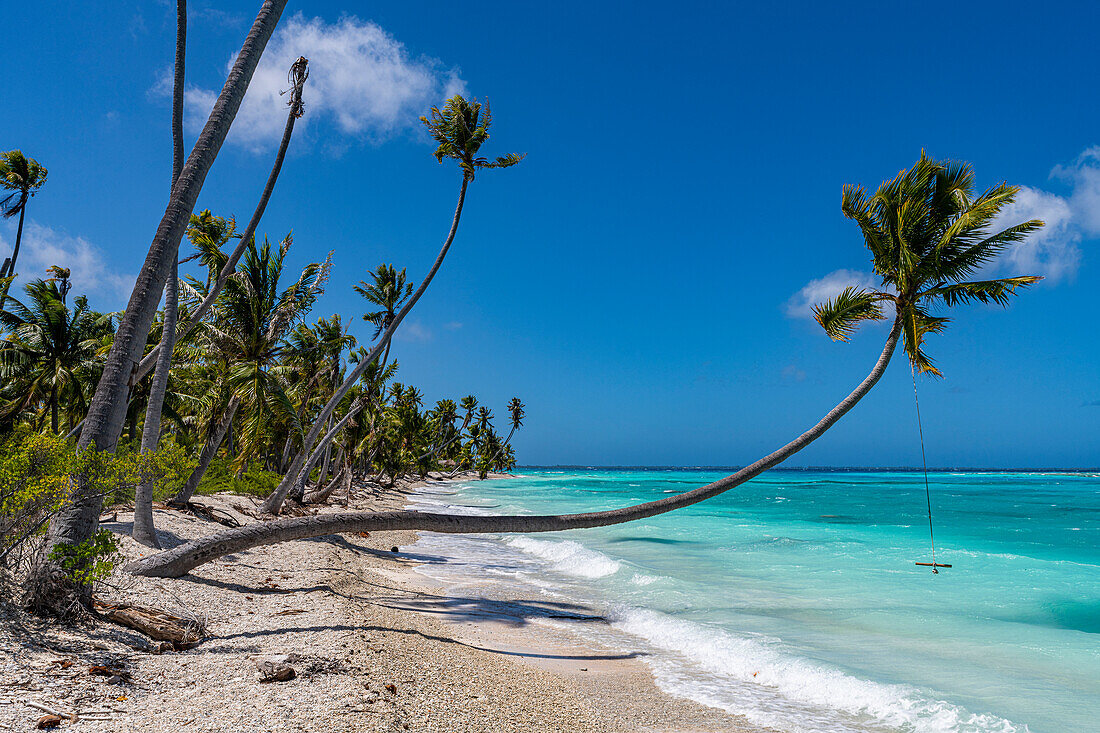 Weißer Sandstrand PK-9, Fakarava, Tuamotu-Archipel, Französisch-Polynesien, Südpazifik, Pazifik