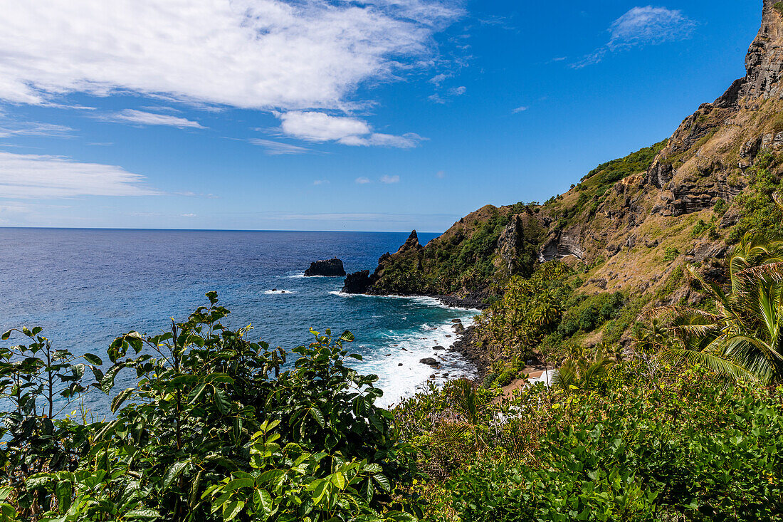 The rock coast of Pitcairn island, British Overseas Territory, South Pacific, Pacific