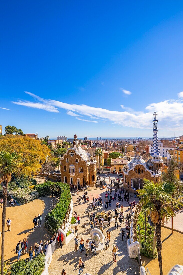 Antoni Gaudi, Park Guell, UNESCO World Heritage Site, Barcelona, Catalonia, Spain, Europe