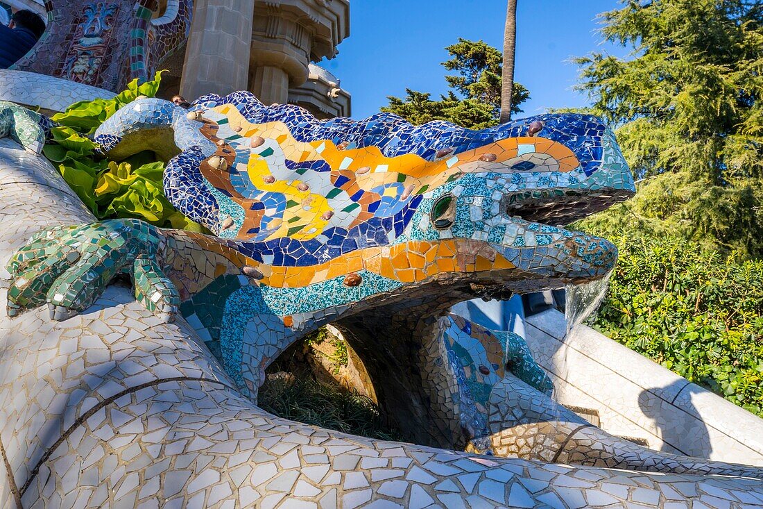 Antoni Gaudi, Park Guell, UNESCO World Heritage Site, Barcelona, Catalonia, Spain, Europe