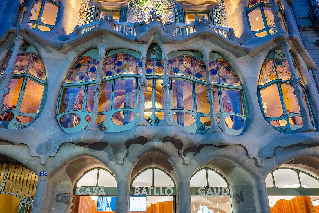 Antoni Gaudi, Casa Batlo, UNESCO-Welterbestätte, Barcelona, Katalonien, Spanien, Europa