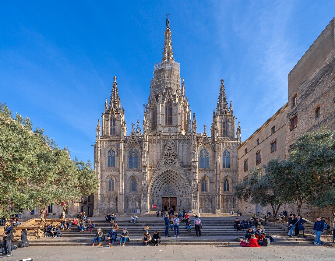 Die Kathedrale (Catedral de la Santa Creu i Santa Eulalia), Barcelona, Katalonien, Spanien, Europa