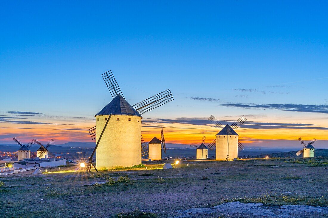 Windmühlen, Campo de Criptana, Ciudad Real, Kastilien-La Mancha, Spanien, Europa