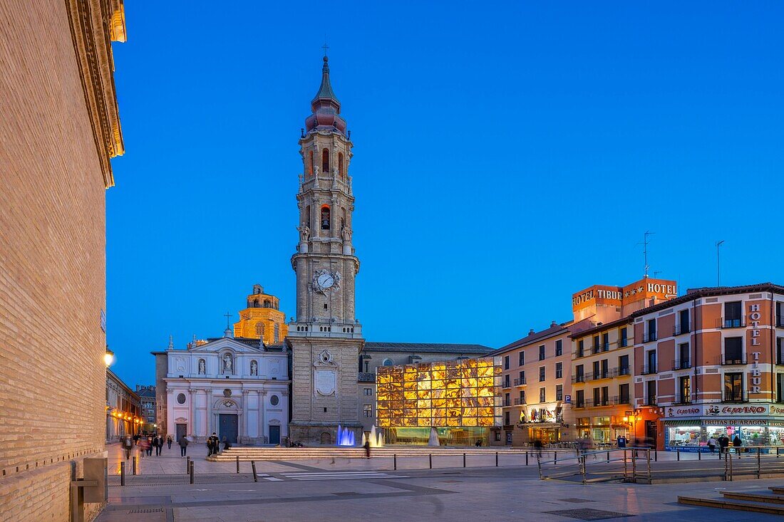 Plaza de la Seo, Zaragoza, Aragonien, Spanien, Europa