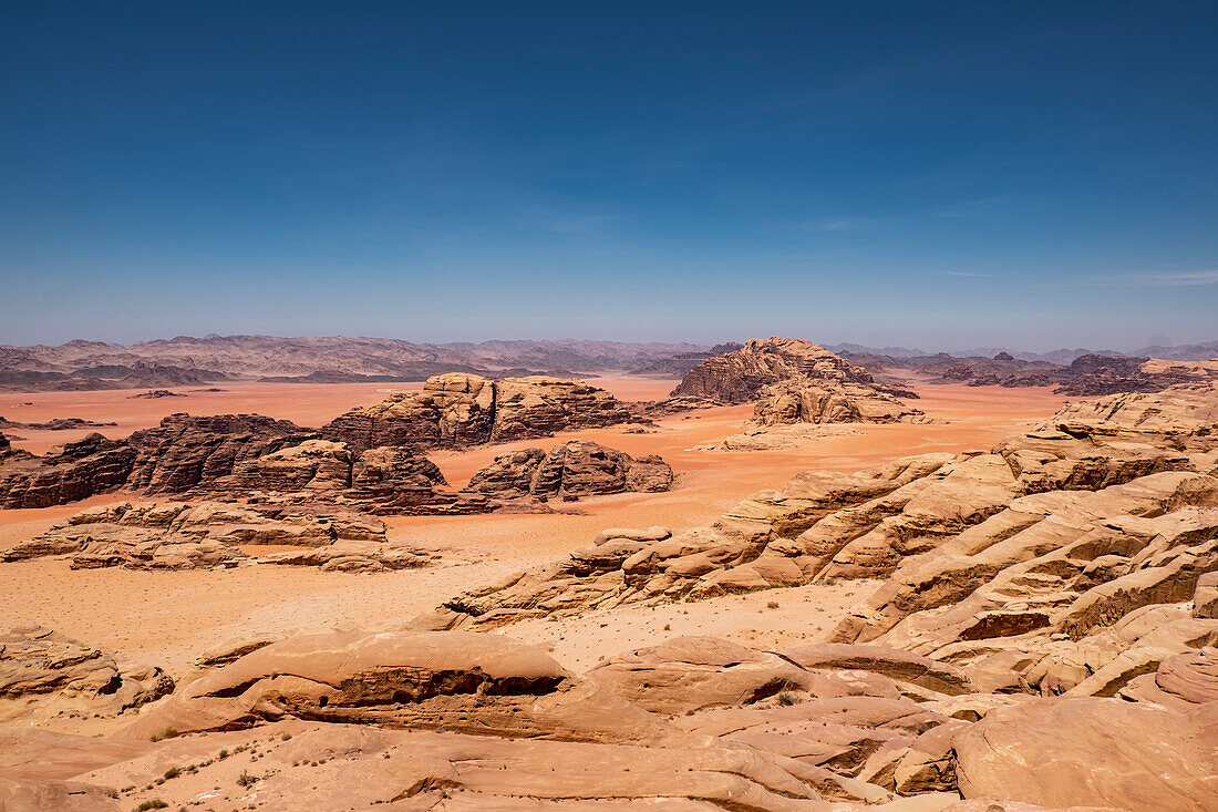 Red sand and rocks in the Wadi Rum desert, Jordan, Middle East