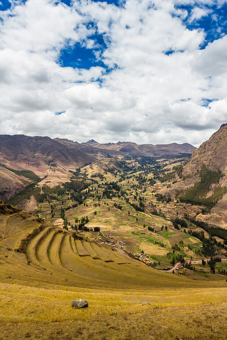 Terraces in Pisaq, Sacred Valley, Cusco, Peru, South America