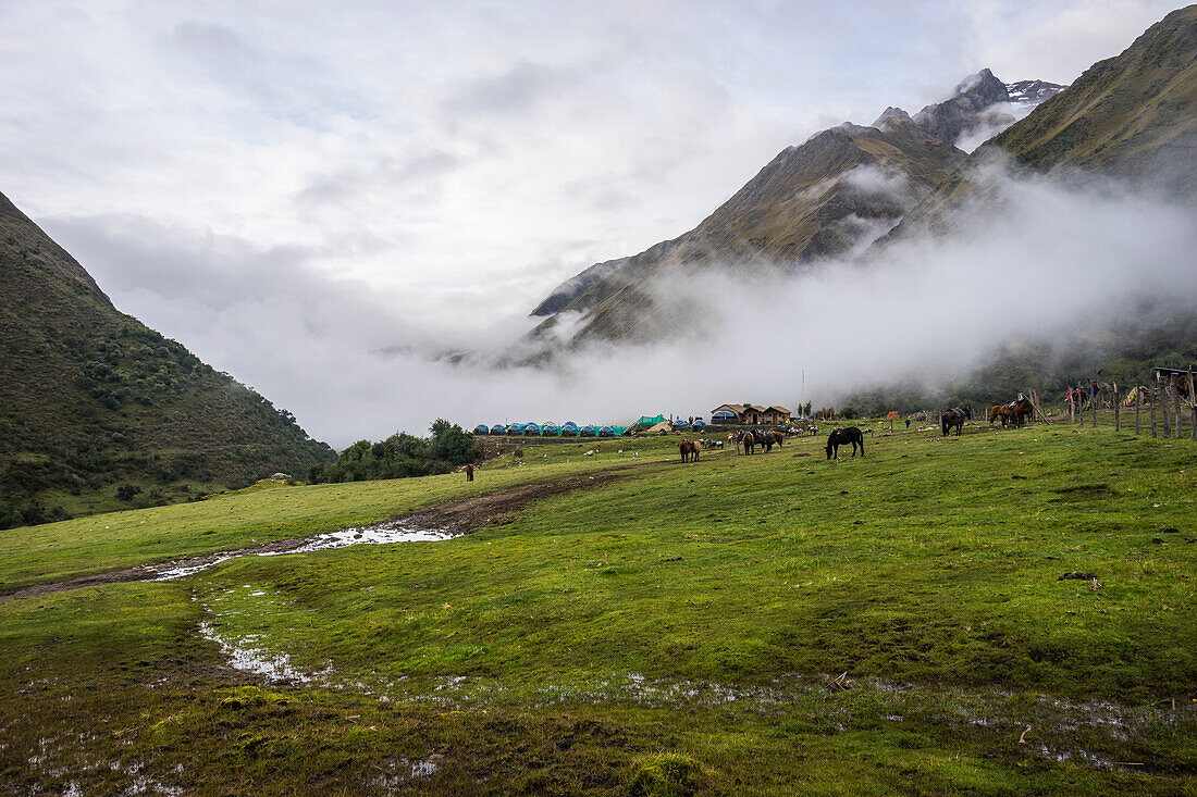 Soraypampa camping area, Salkantay trek, Mollepata, The Andes, Cusco, Peru, South America