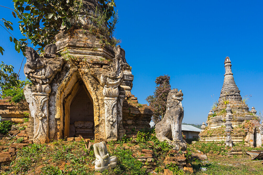 Tempelruinen in Little Bagan, Hsipaw, Shan-Staat, Myanmar (Birma), Asien