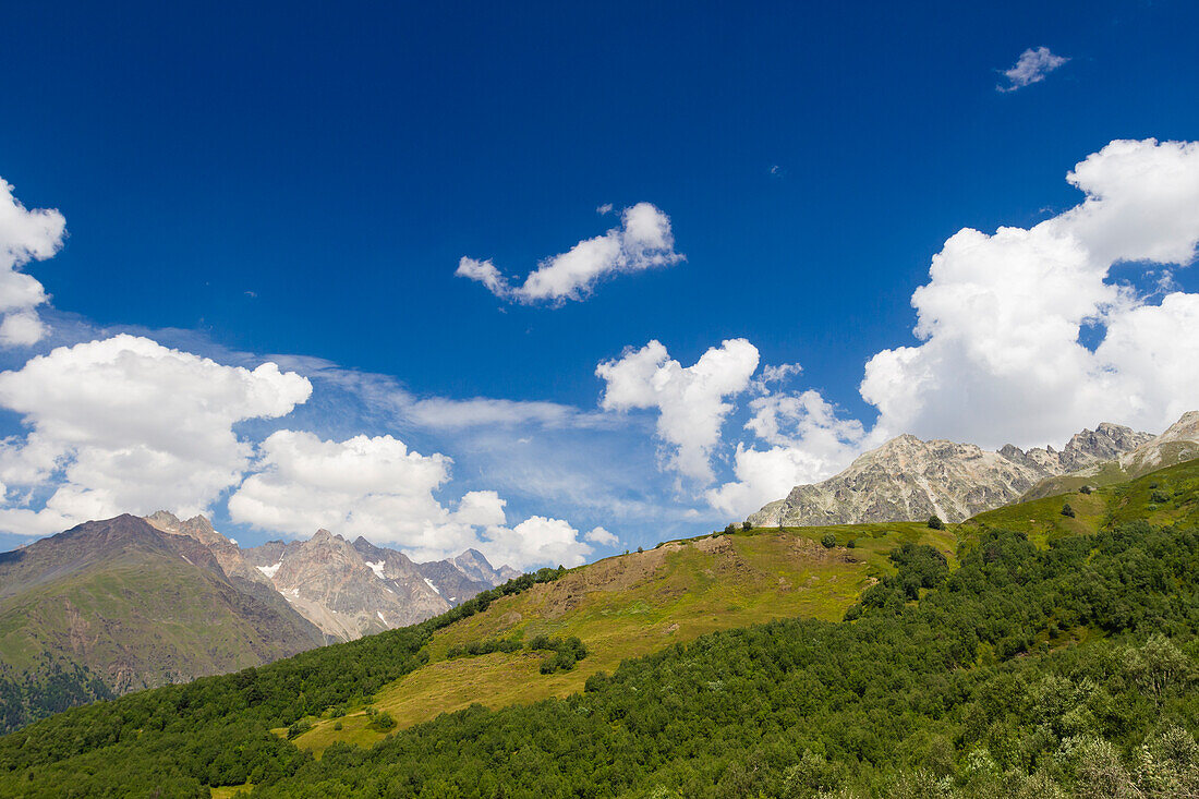 Peaks of Svaneti mountains near Adishi, Georgia, Central Asia, Asia