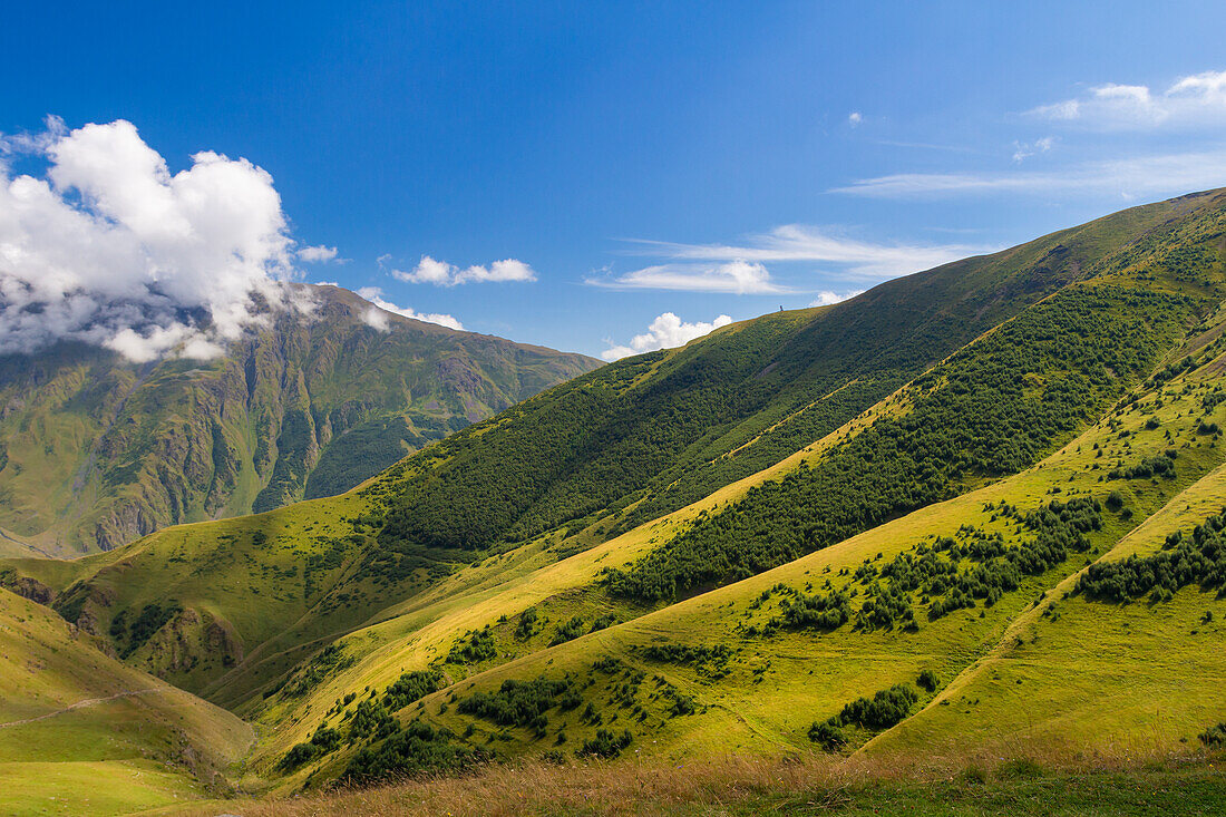 Caucasian mountains near Gergeti, Kazbegi mountains, Georgia, Central Asia, Asia