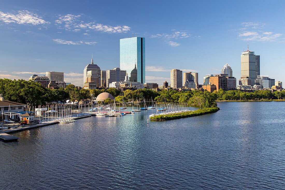 Sommermorgen an der Charles River Esplanade, Boston, Massachusetts, Neuengland, Vereinigte Staaten von Amerika, Nordamerika